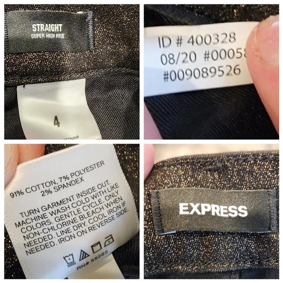 NWT Express Metallic Bronze Straight highrise stretch jeans.  Women's size 4 - Picture 6 of 16